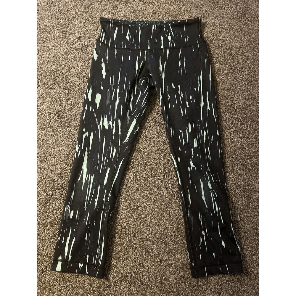 Lululemon Pants Women 4 Green Blue Wunder Under Outdoors Workout Tights Ladies
